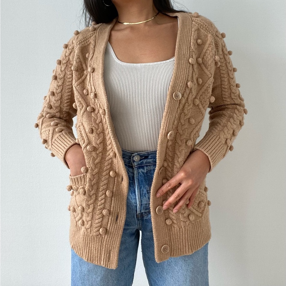 Aritzia Tan Textured Cardigan